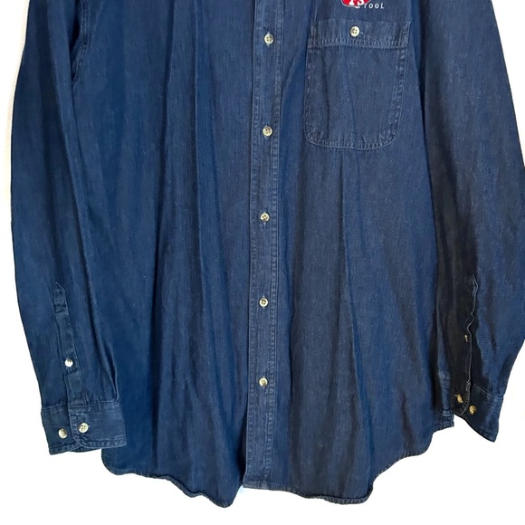 Vintage Coleman Men’s Blue Jean Denim Button Down Shirt Large 100% Cotton Tool - Picture 3 of 10